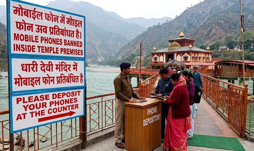 धारी देवी मंदिर में मोबाइल फोन पर लगी रोक, लॉकर की होगी व्यवस्था
